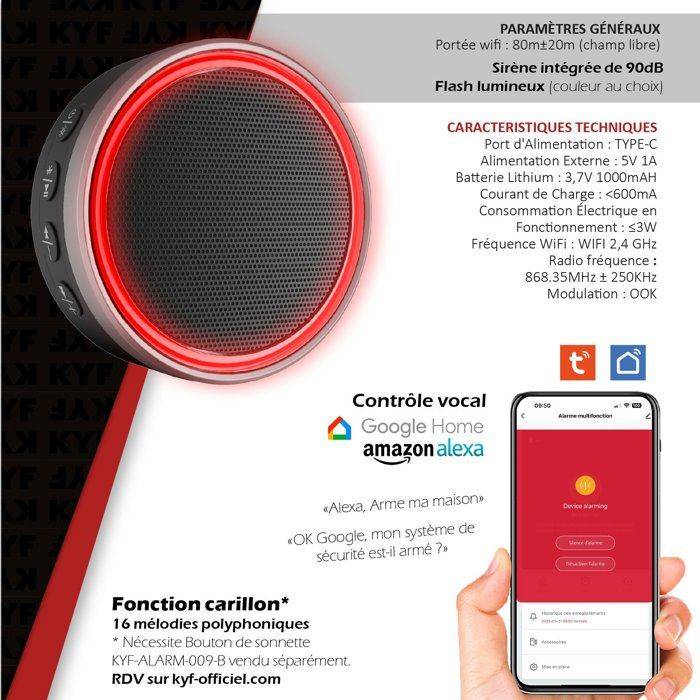 KYF Alarm Kit - 868 MHz - WiFi - 90 dB Sirene - 2 Flitslichten - 2 Afstandsbedieningen 868MHz-1