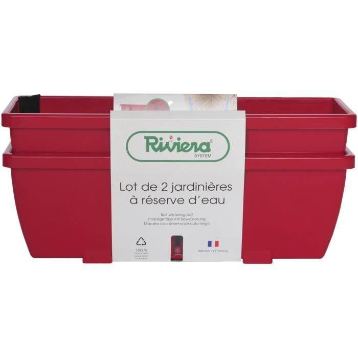 RIVIERA EVA Set van 2 Plantenbakken - Plastic - 57 x 19,5 x 19,5 cm - Rood-0