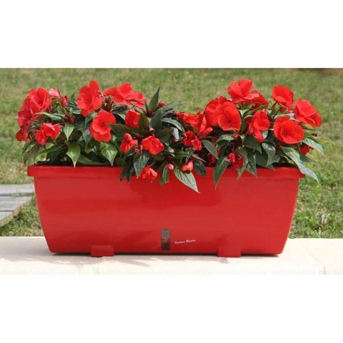 RIVIERA EVA Set van 2 Plantenbakken - Plastic - 57 x 19,5 x 19,5 cm - Rood-1