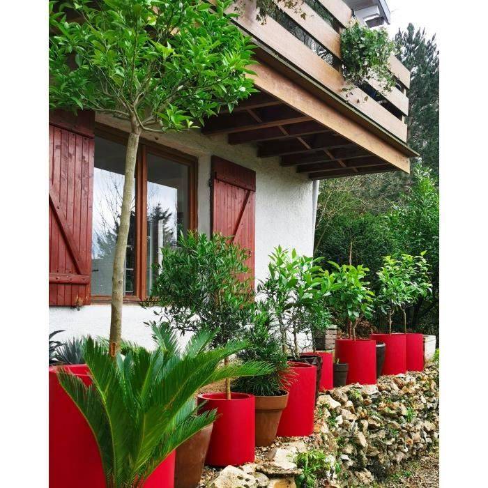 RIVIERA Bloempot - Ronde Graniet - Ø 49 x H 53,5 cm - 57 L - Rood D49-1