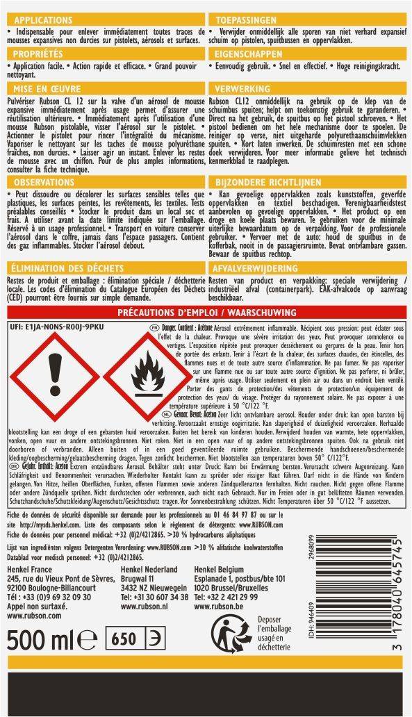 RUBSON Reinigingsaerosol voor Expanding Foam - CL 12 - 500 ml-1