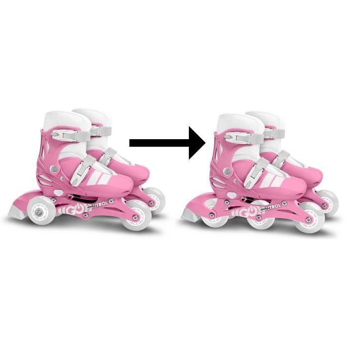 2-in-1 Inline Skates - STAMP - SKIDS CONTROL - 3 Wielen - Maat 27-30 - Roze-3