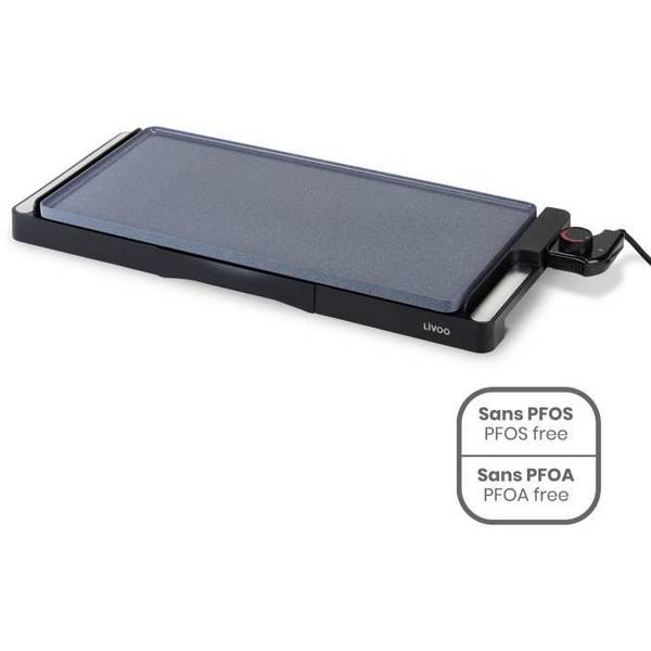 LIVOO Keramische Grillplaat - DOC320 - 2200W - Verwijderbare Gietaluminium Plaat - Verstelbare Thermostaat