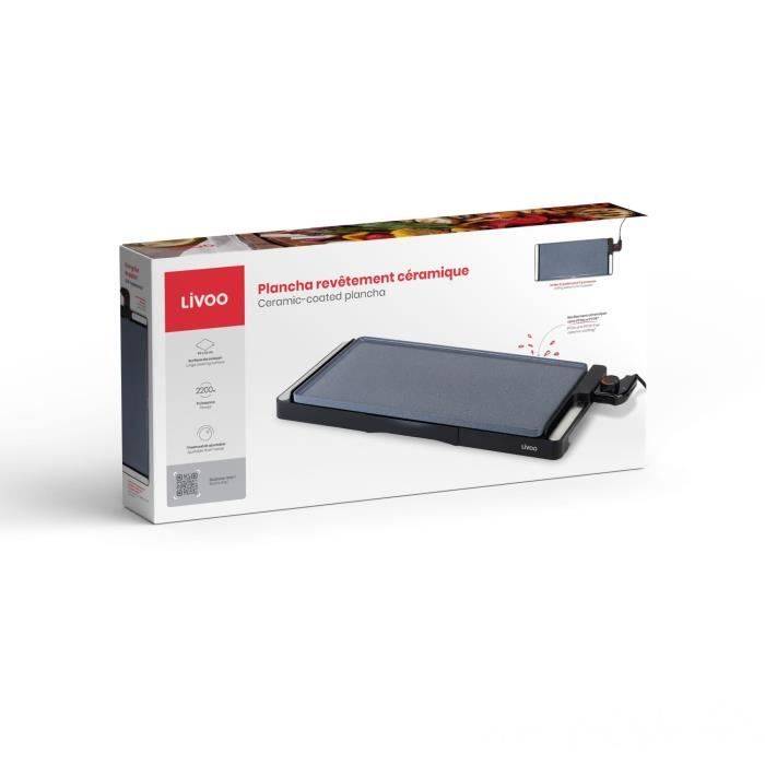 LIVOO Keramische Grillplaat - DOC320 - 2200W - Verwijderbare Gietaluminium Plaat - Verstelbare Thermostaat-4