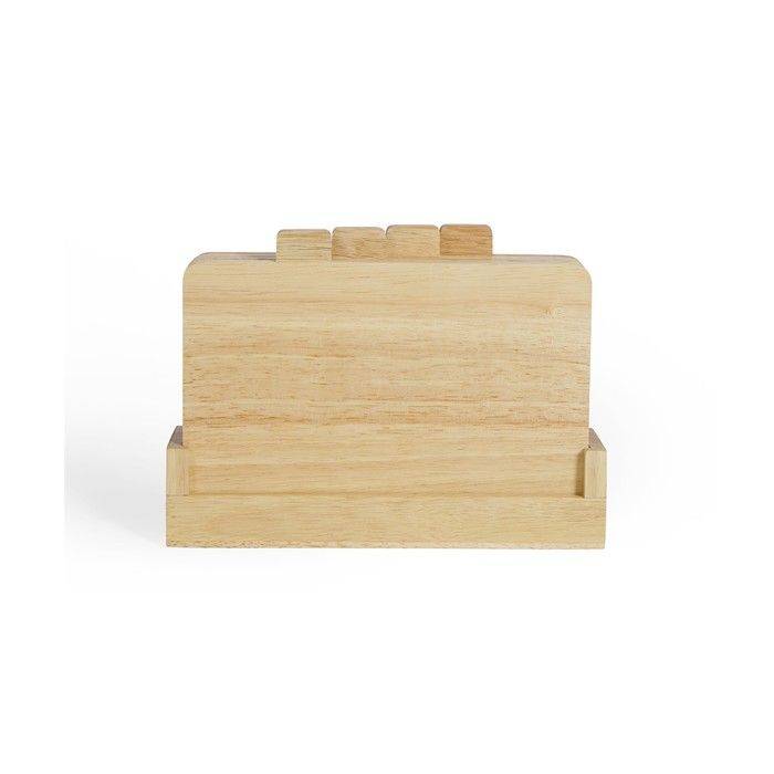 LIVOO Set van 4 Rubberwood Snijplanken met Opbergrek - 26 x 18 cm MES142-0