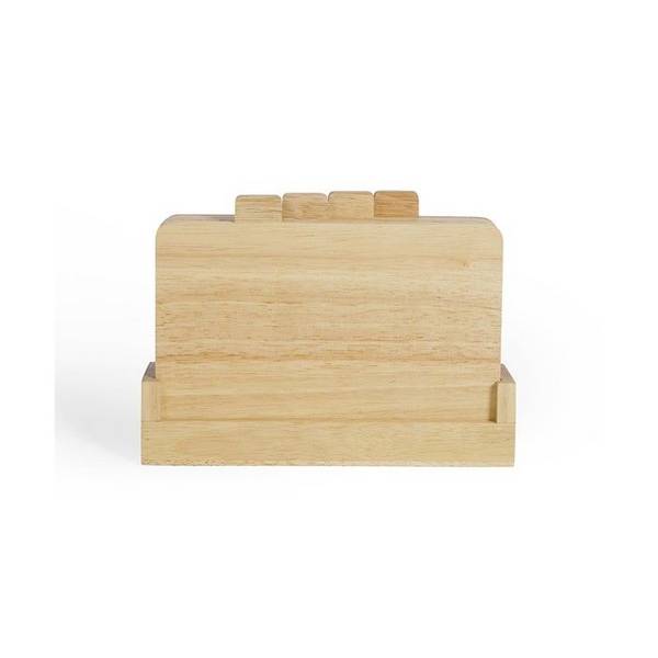 LIVOO Set van 4 Rubberwood Snijplanken met Opbergrek - 26 x 18 cm MES142