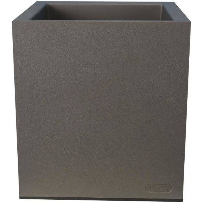 RIVIERA Granieten Bloembak - 39,5 x 39,5 x 44,5 cm - Grijs - Met Waterreservoir - 38 L 39.5x39.5x44.5-0