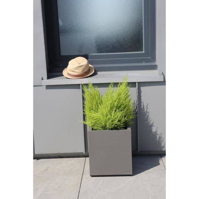 RIVIERA Granieten Bloembak - 39,5 x 39,5 x 44,5 cm - Grijs - Met Waterreservoir - 38 L 39.5x39.5x44.5-2