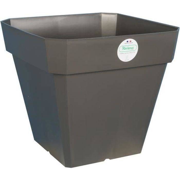 Soleilla Vierkante Bloempot - Plastic - 49 x 49 x H 45 cm - 65 L - Glittergrijs-0