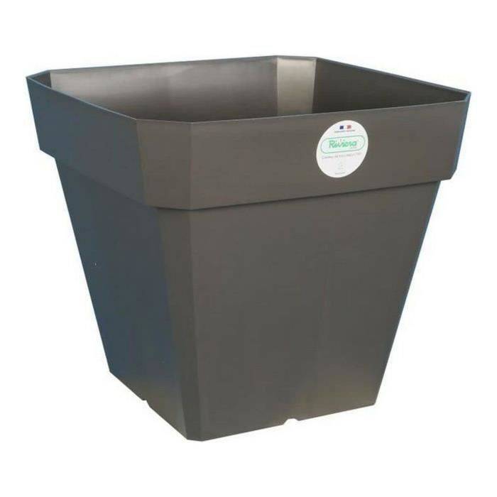 Soleilla Vierkante Bloempot - Plastic - 49 x 49 x H 45 cm - 65 L - Glittergrijs-1