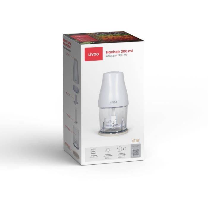 LIVOO Hakmachine - 300 ml - 400 W - 1 Snelheid + Turbo - Wit-3