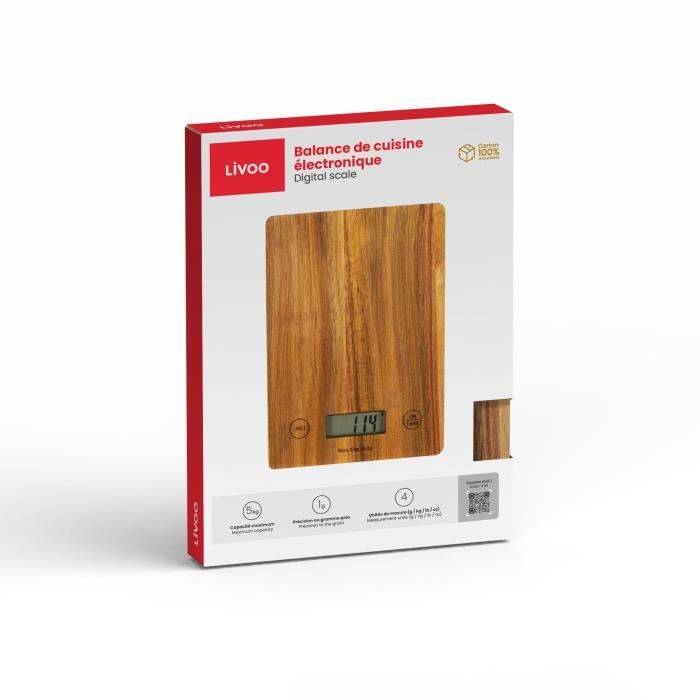 Livoo Elektronische Keukenweegschaal DOM492 - 5 kg Capaciteit - Acaciahout-4