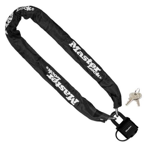 MASTER LOCK Anti-Diefstal Ketting, 90 cm x Ø 6 mm, 40 mm Hangslot, Nylon Huls, Zwart 8390EURDPRO