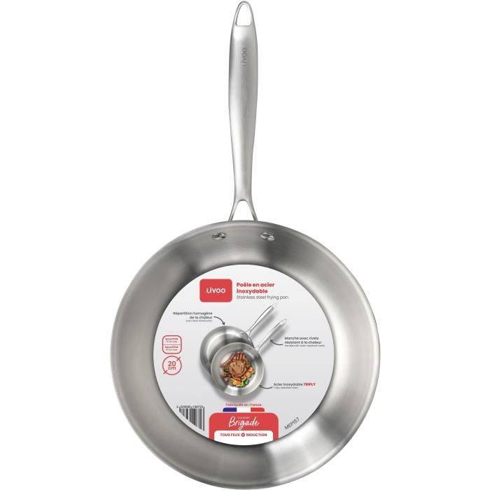 LIVOO MEP157 Koekenpan - 20 cm - Triply RVS - Geschikt voor alle kookplaten inclusief inductie - Gemaakt in Frankrijk-4