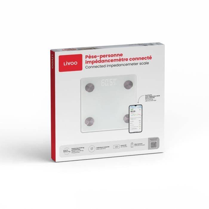 LIVOO Verbonden Lichaamsanalyse Weegschaal - DOM528W - 17 Indicatoren - 180 kg Capaciteit-2