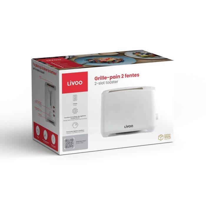 LIVOO DOD162W Broodrooster - 750W - 2 Sleuven - 7 Bruiningsniveaus - Wit 2-slice-4