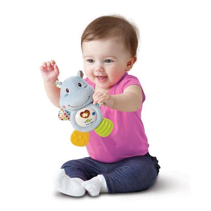 VTECH BABY Croc'Hippo Rammelaar, Blauwe Textuur Pluche-1