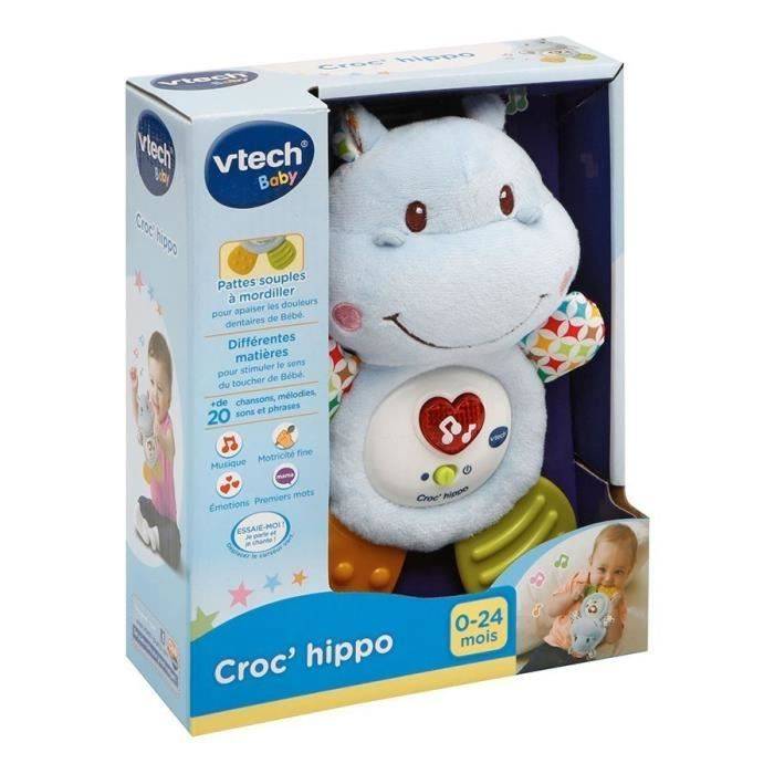 VTECH BABY Croc'Hippo Rammelaar, Blauwe Textuur Pluche-2