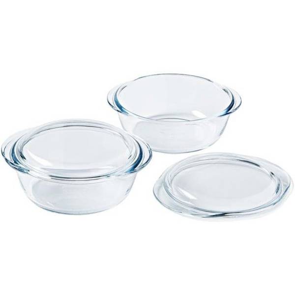 PYREX Set van 2 Ronde Glazen Casseroleschalen - 1 L - Thermisch Schokbestendig