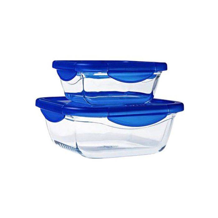 PYREX Set van 2 Vierkante Opbergdozen - Cook & Go - Luchtdicht - 0,8 L en 1,9 L-0