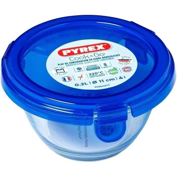PYREX Ronde Container met Deksel - 11 cm - 200 ml - Cook & Go - Borosilicaatglas-0