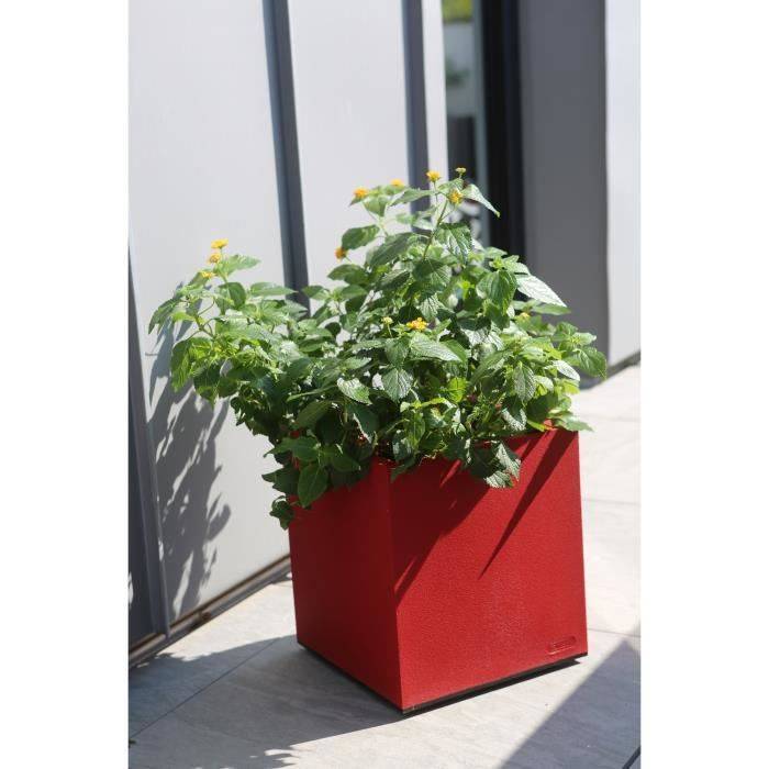 RIVIERA Granieten Bloembak - 39,5 x 39,5 x 44,5 cm - 38 L - Rood 39.5x39.5x44.5-1