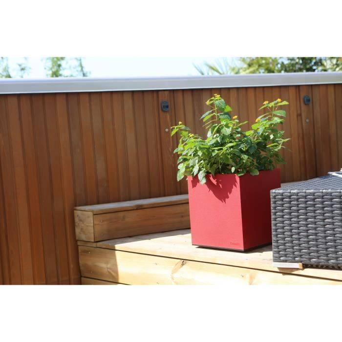 RIVIERA Granieten Bloembak - 39,5 x 39,5 x 44,5 cm - 38 L - Rood 39.5x39.5x44.5-2
