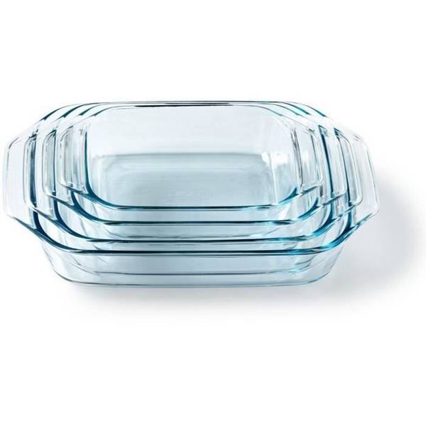 PYREX Set van 4 Rechthoekige Glazen Ovenschalen - 27/31/35/39 cm - Thermisch Schokbestendig