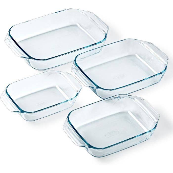 PYREX Set van 4 Rechthoekige Glazen Ovenschalen - 27/31/35/39 cm - Thermisch Schokbestendig-1