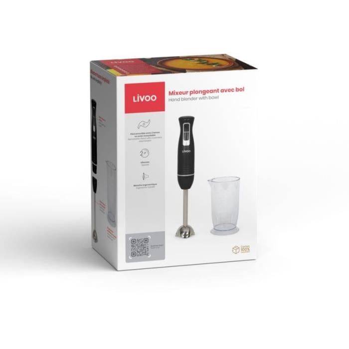 LIVOO Staafmixer met Kom - DOP245N - 400 W - 2 Snelheden - Zwart-1