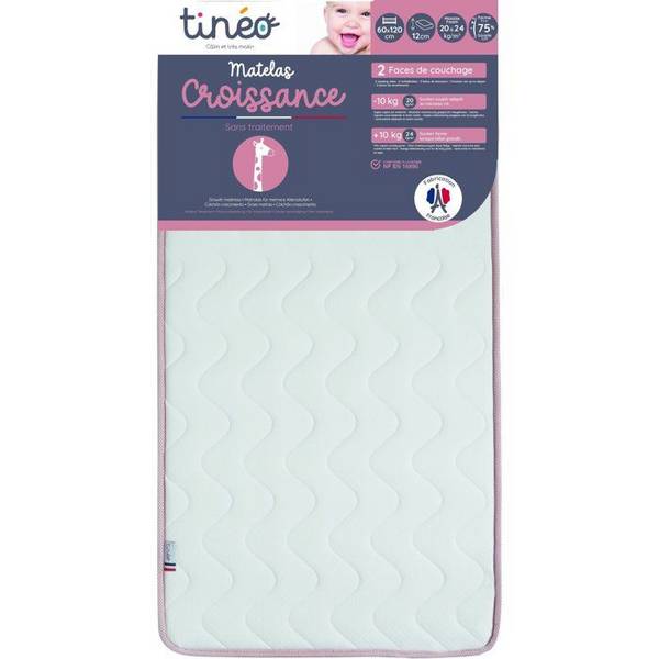 TINEO GROWTH Matras 60x120x12 cm - Verstelbaar met Harde & Zachte Zijden