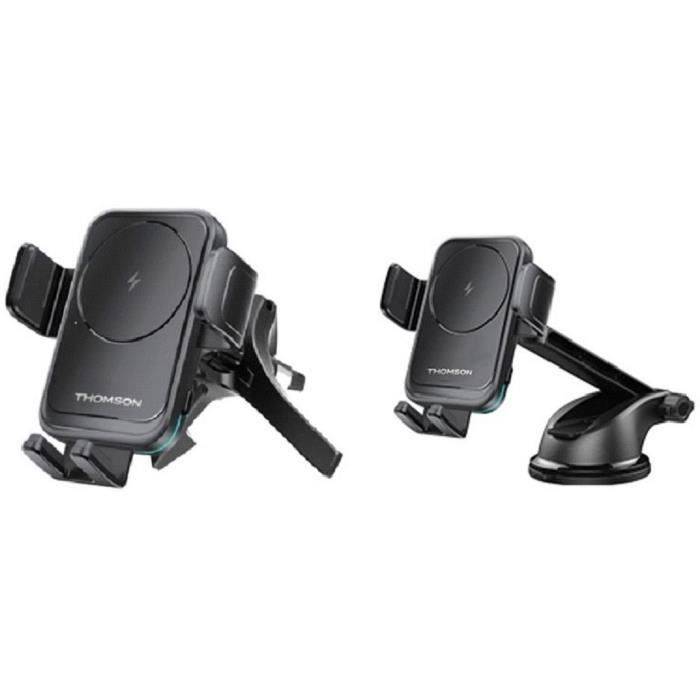 THOMSON Telefoon Houder met 15W Inductie Oplader - Zuignap en Luchtventilator Bevestiging-0