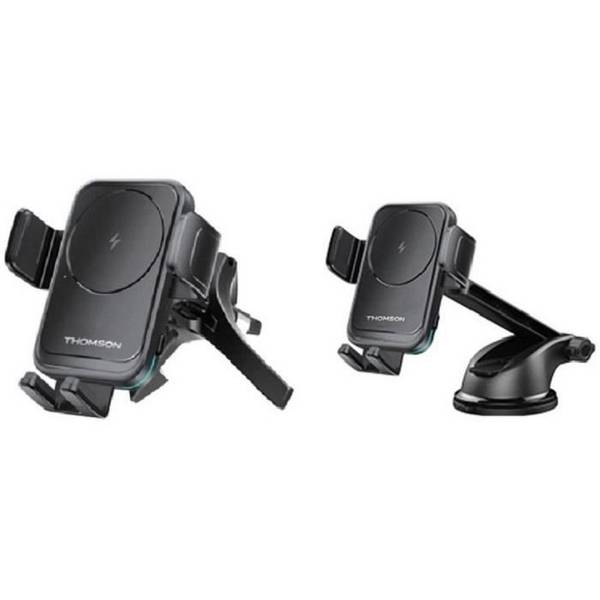 THOMSON Telefoon Houder met 15W Inductie Oplader - Zuignap en Luchtventilator Bevestiging