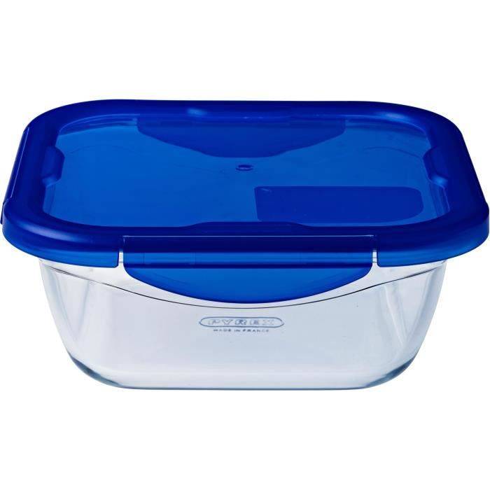 PYREX Vierkante Container met Deksel - 16 x 16 cm - 800 ml - Cook & Go - Borosilicaatglas-0