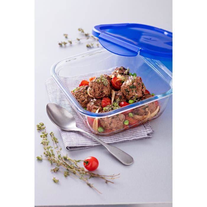 PYREX Vierkante Container met Deksel - 16 x 16 cm - 800 ml - Cook & Go - Borosilicaatglas-3