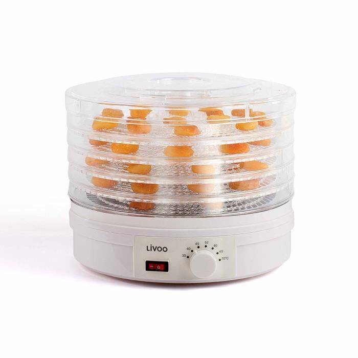 LIVOO DOM202 Voedseldehydrator - 250W - 5 Droogplaten - Thermostaat-0