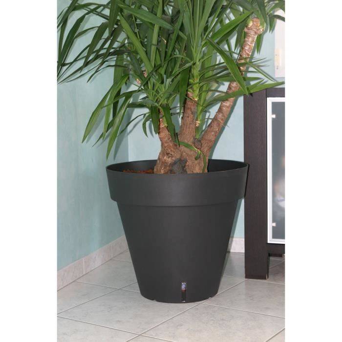 RIVIERA LOFT Ronde Bloempot - Kunststof - Grijs - D29,5 x H27 cm - 10,5 L D29.5-1