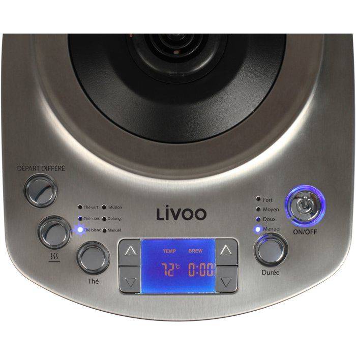 LIVOO Automatische Waterkoker - DOD209 - 2200 W - 1,7 L - 3 Vooraf ingestelde Zetmodi - Glas/RVS-2