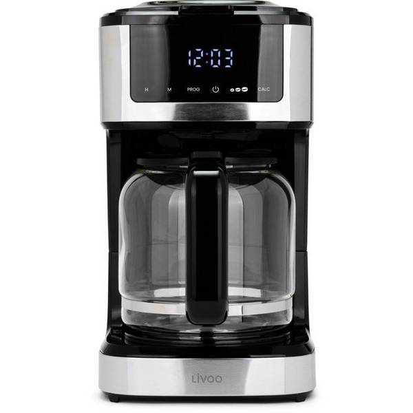 LIVOO Programmeerbare Elektrische Koffiezetapparaat - DOD208 - 900 W - 1,8 L - 12 tot 15 kopjes - Zwart