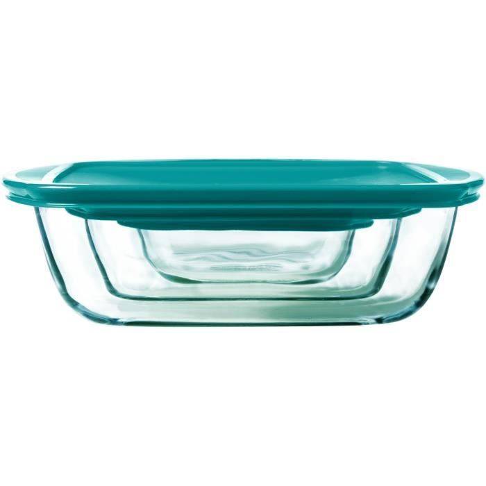 Pyrex Cook & Store Set van 3 Glazen Schalen met Deksel - Rechthoekig - 0.4/1.1/2.5 L-2