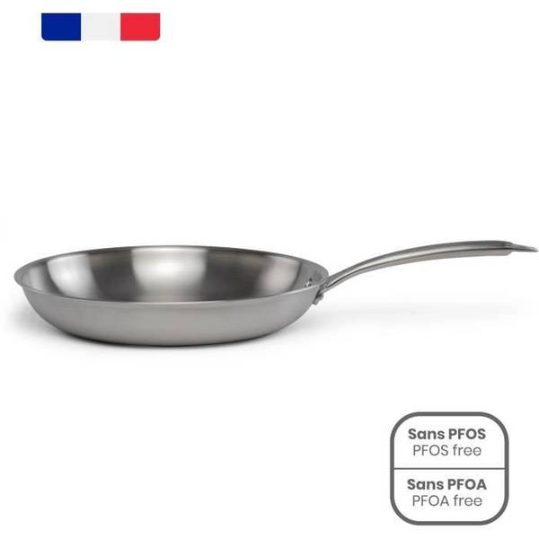 LIVOO MEP159 Koekenpan - 28 cm - Triply RVS - Geschikt voor alle kookplaten inclusief inductie - Gemaakt in Frankrijk