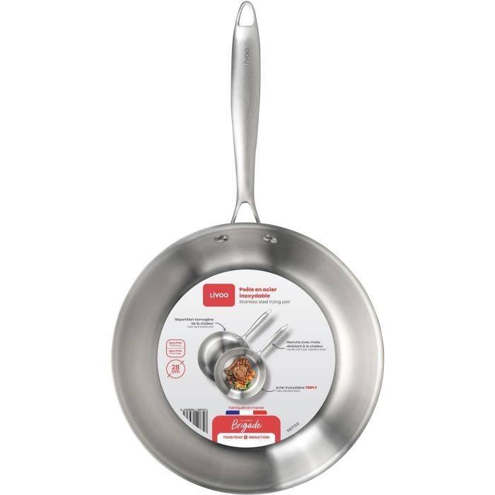 LIVOO MEP159 Koekenpan - 28 cm - Triply RVS - Geschikt voor alle kookplaten inclusief inductie - Gemaakt in Frankrijk-4