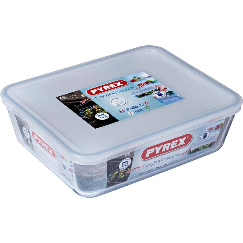 Pyrex Cook & Freeze Rechthoekige Ovenschaal 2,6 L - Borosilicaatglas - 25 x 19 x 8 cm-0
