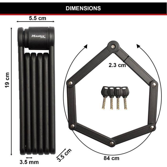 Master Lock Vouwslot voor Fiets - 8335EURDPRO - Gehard Staal, 4 Sleutels-1