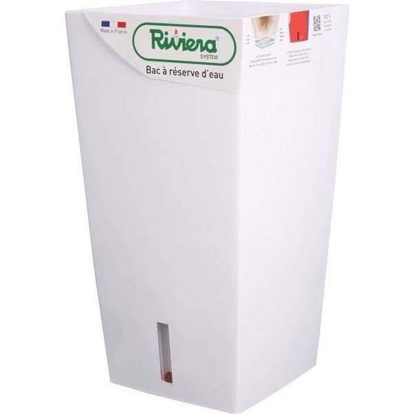 RIVIERA Vierkante Bloempot - Plastic - 28 x 28 x H 52 cm - 31 L - Wit