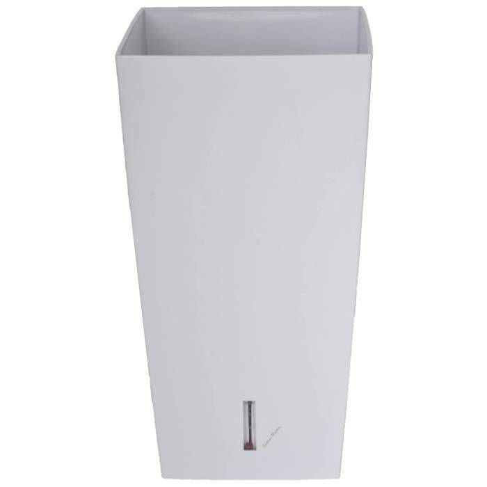 RIVIERA Vierkante Bloempot - Plastic - 28 x 28 x H 52 cm - 31 L - Wit-1