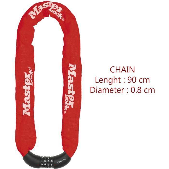 MASTER LOCK Fietsketting Antidiefstal - 90 cm, Combinatie, Rood - 8392EURDPROCOLR-1