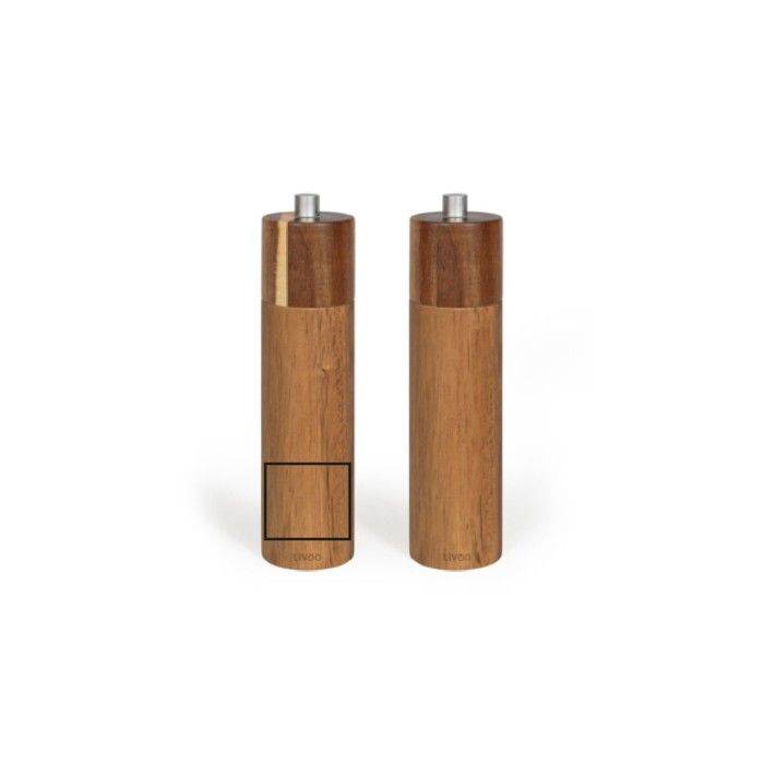 LIVOO Set van 2 Handmatige Zout- en Pepermolens - MEN425 - 40 ml - Acaciahout - Keramisch Maalwiel - Verstelbare Maalgra-4