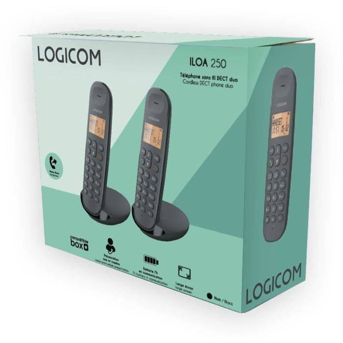 LOGICOM Draadloze Telefoon DECT ILOA 250 DUO Zwart - Geen Antwoordapparaat-3