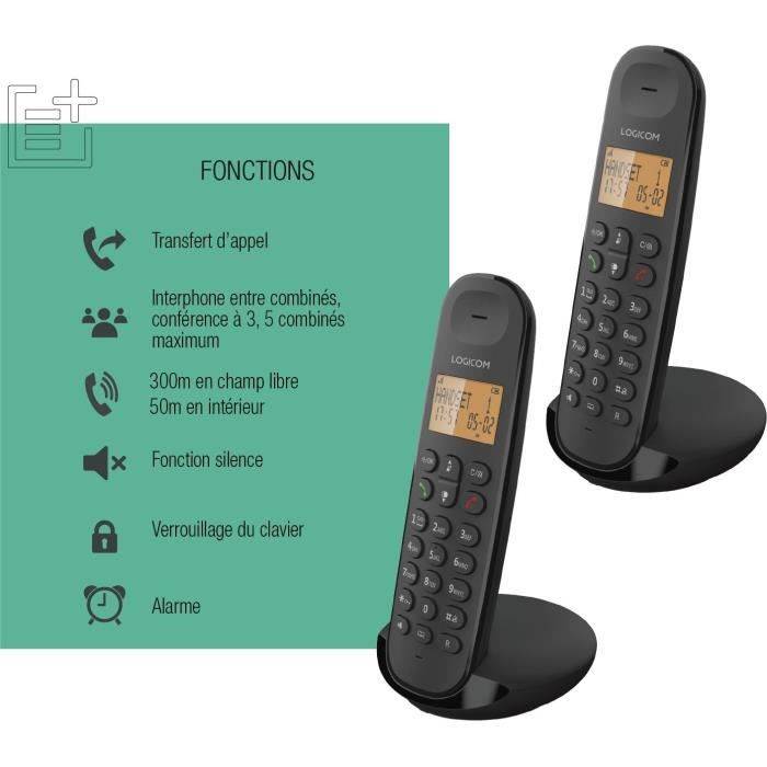 LOGICOM Draadloze Telefoon DECT ILOA 250 DUO Zwart - Geen Antwoordapparaat-4